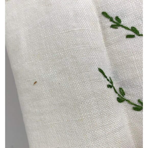 Vintage Cottagecore Hand-Embroidered Floral Rectangular Table Runner Linen - Picture 8 of 9
